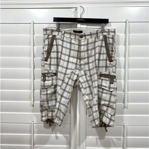 Buffalo David Bitton Men’s Shorts. White and brown checkered. 34